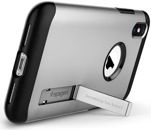Spigen Slim Armor Hoesje Apple iPhone XS Max Satin Silver afbeelding 4