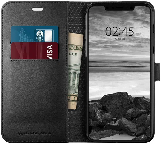 Spigen Wallet S Flip Case Apple iPhone XS Max Black afbeelding 1