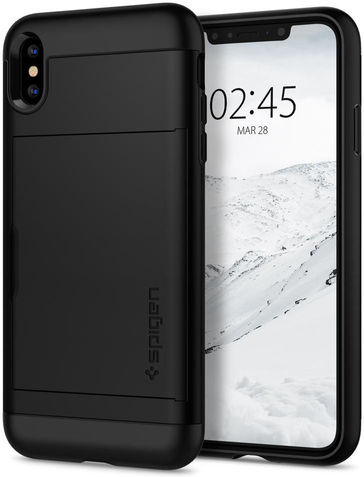 Spigen Slim Armor Card Holder Case Apple iPhone XS Max Hoesje Zwart afbeelding 1