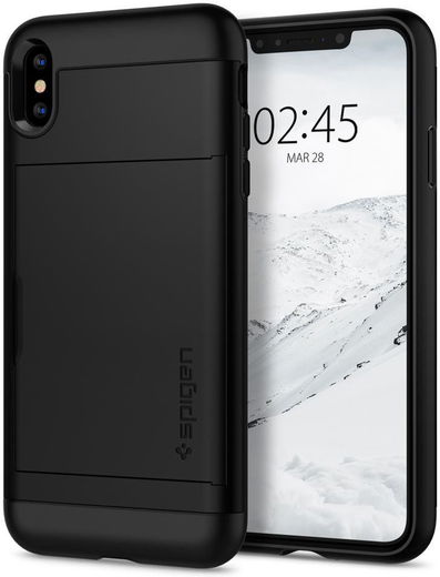 Spigen Slim Armor Card Holder Case Apple iPhone XS Max Hoesje Zwart afbeelding 1