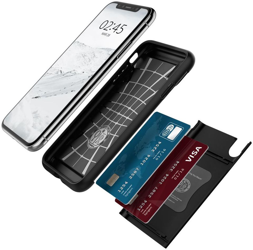 Spigen Slim Armor Card Holder Case Apple iPhone XS Max Hoesje Zwart afbeelding 2
