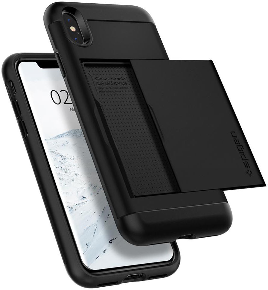 Spigen Slim Armor Card Holder Case Apple iPhone XS Max Hoesje Zwart afbeelding 3