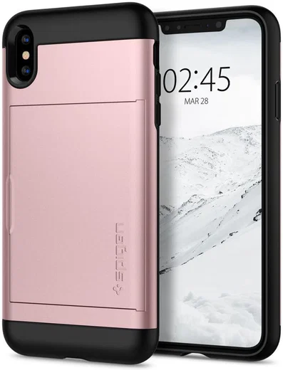 Spigen Slim Armor Card Holder Case Apple iPhone XS Max Rose Gold afbeelding 1
