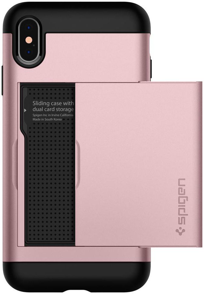 Spigen Slim Armor Card Holder Case Apple iPhone XS Max Rose Gold afbeelding 6