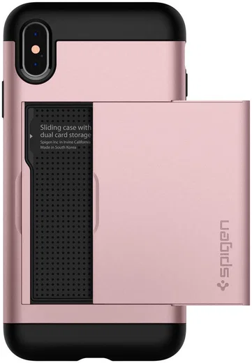 Spigen Slim Armor Card Holder Case Apple iPhone XS Max Rose Gold afbeelding 6