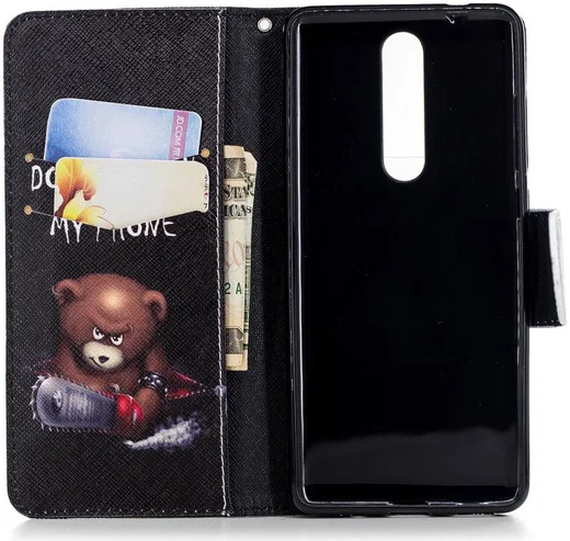 Nokia 5.1 Portemonnee Hoesje met Don't Touch My Phone Print afbeelding 2