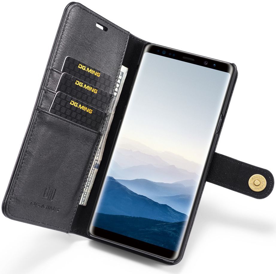 Samsung Galaxy Note 9 Echt Leren 2-in-1 Portemonnee Hoesje Zwart afbeelding 1