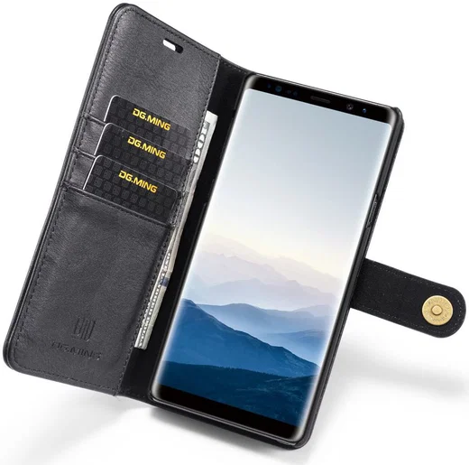 Samsung Galaxy Note 9 Echt Leren 2-in-1 Portemonnee Hoesje Zwart afbeelding 1