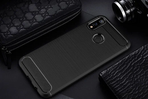 Huawei P Smart Plus Geborsteld TPU Hoesje Zwart afbeelding 11