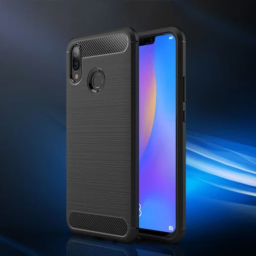 Huawei P Smart Plus Geborsteld TPU Hoesje Zwart afbeelding 6