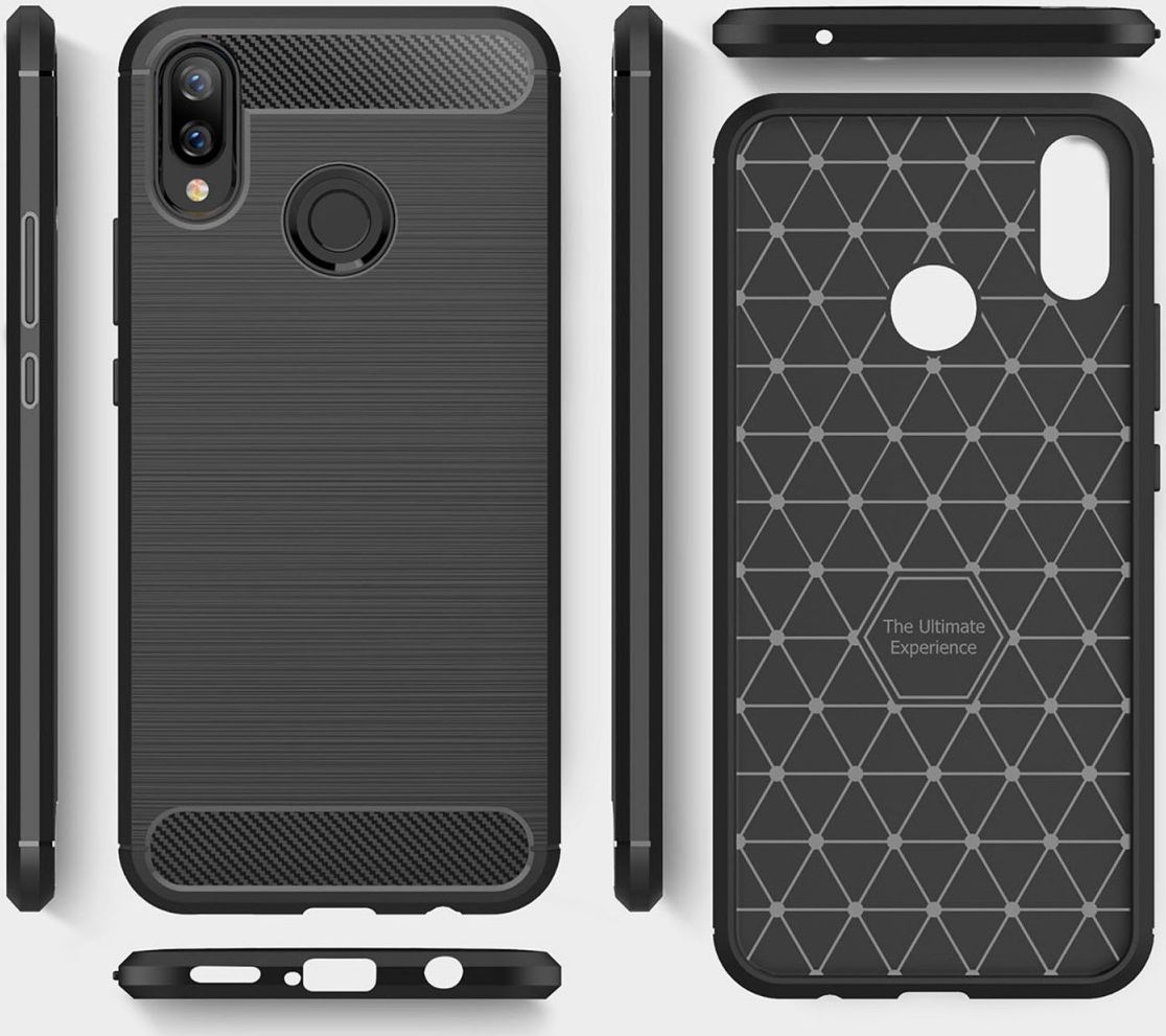 Huawei P Smart Plus Geborsteld TPU Hoesje Zwart afbeelding 10