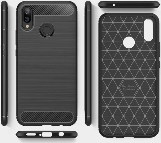 Huawei P Smart Plus Geborsteld TPU Hoesje Zwart afbeelding 10