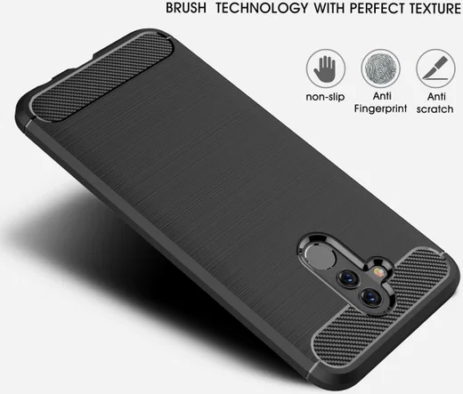 Huawei Mate 20 Lite Geborsteld TPU Hoesje Zwart afbeelding 4