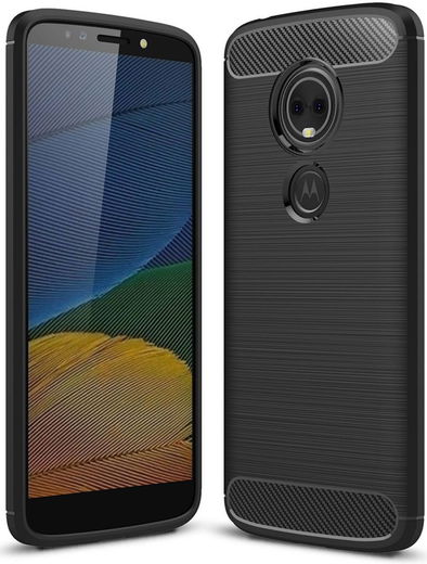 Motorola Moto G6 Play Geborsteld TPU Hoesje Zwart afbeelding 1