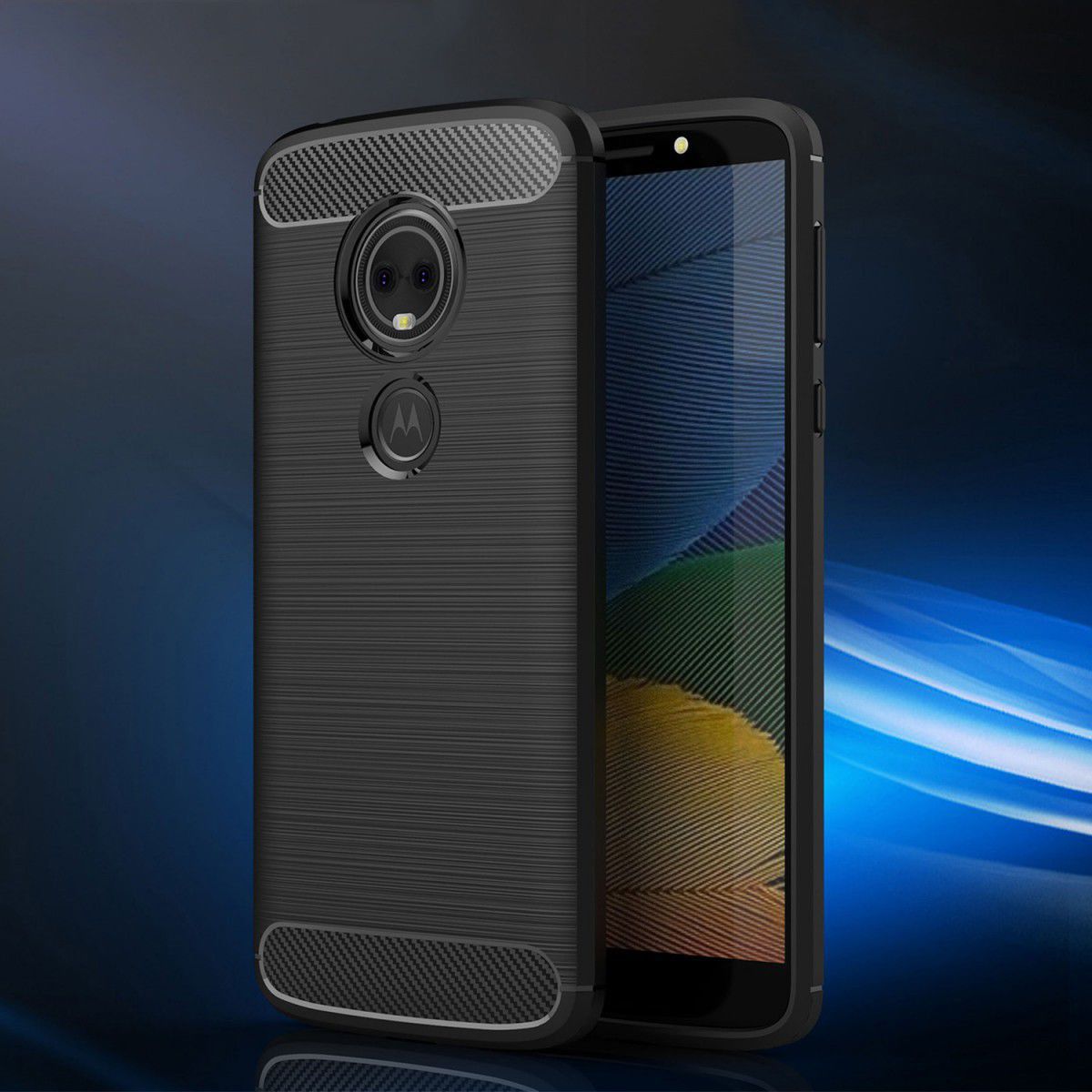 Motorola Moto G6 Play Geborsteld TPU Hoesje Zwart afbeelding 5