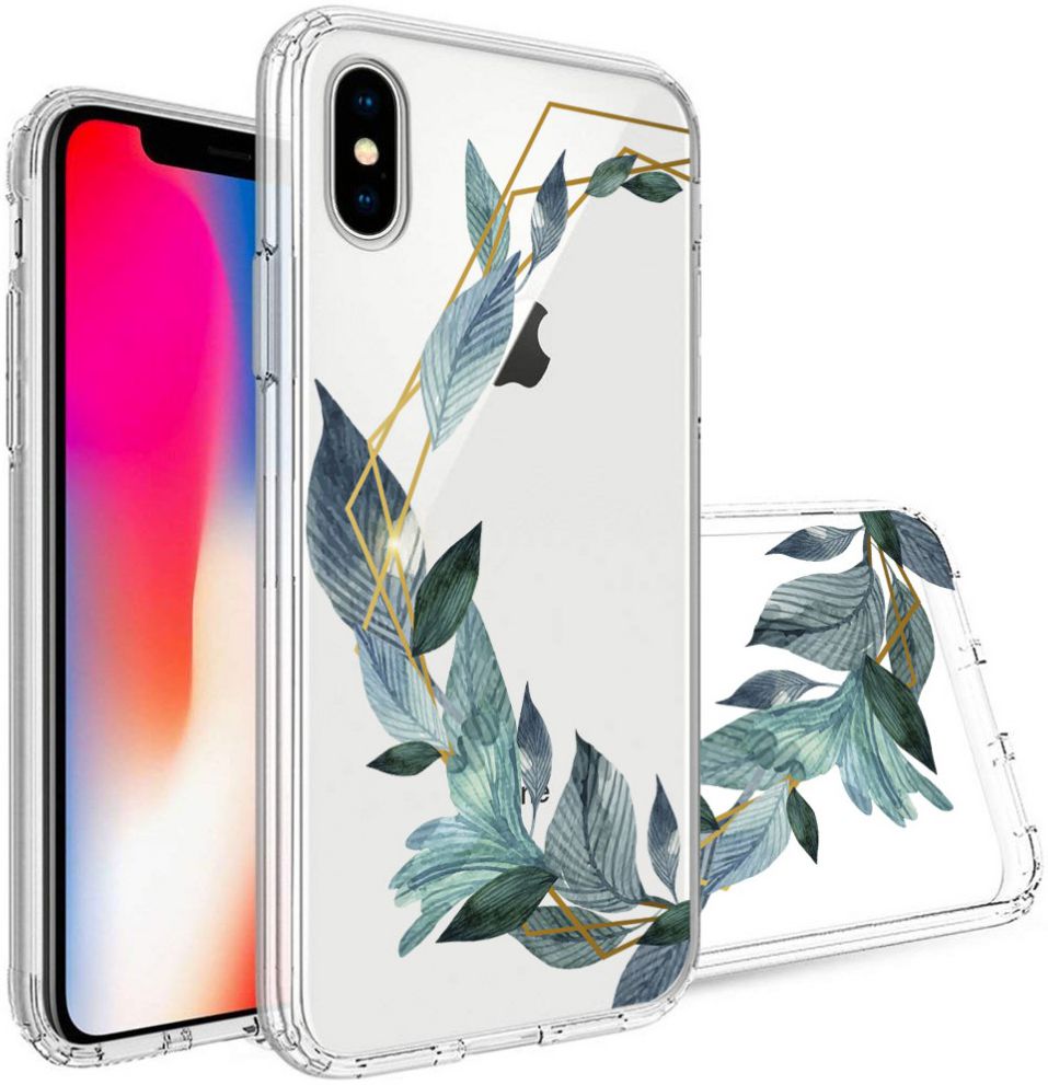Apple iPhone X Transparante Print Back Cover Hoesje Bloem afbeelding 1