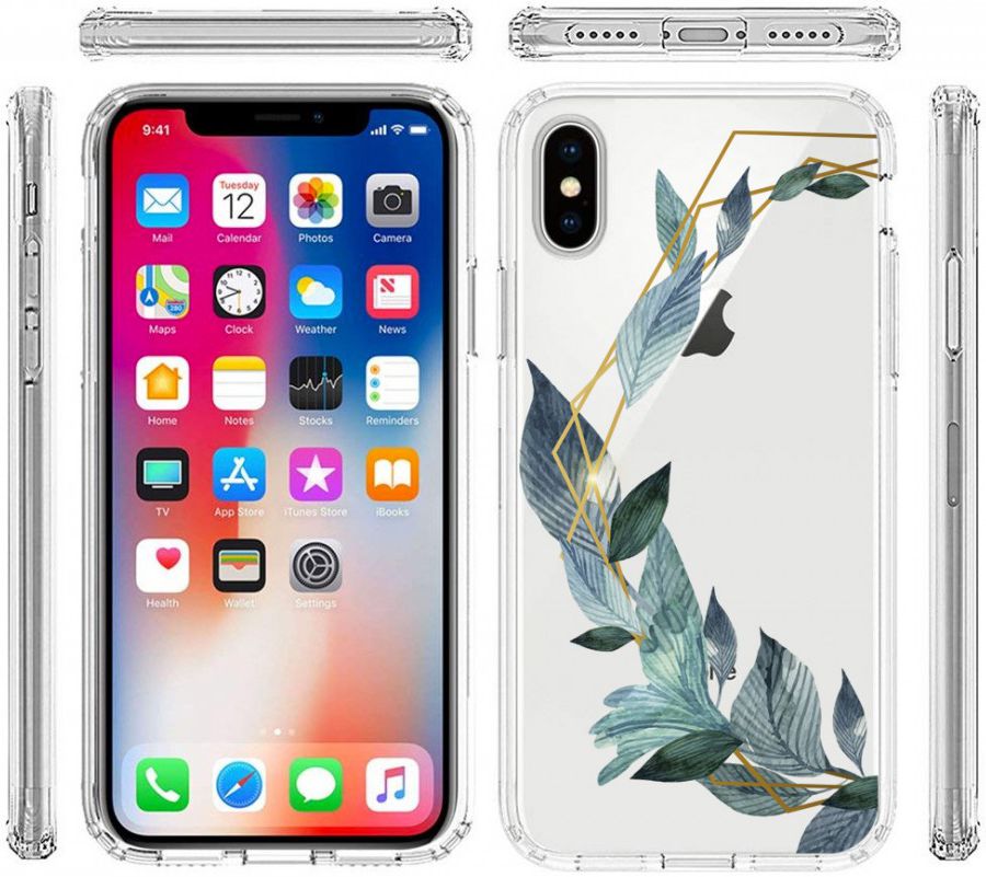 Apple iPhone X Transparante Print Back Cover Hoesje Bloem afbeelding 7