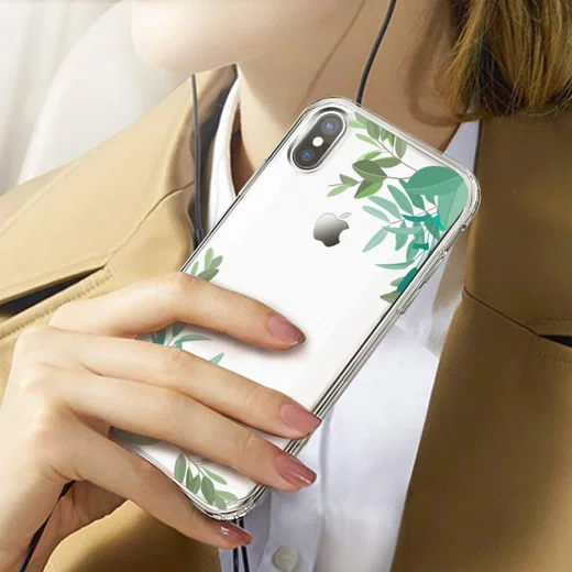 Apple iPhone XS Max Transparante Print Back Cover Hoesje Leafs afbeelding 2