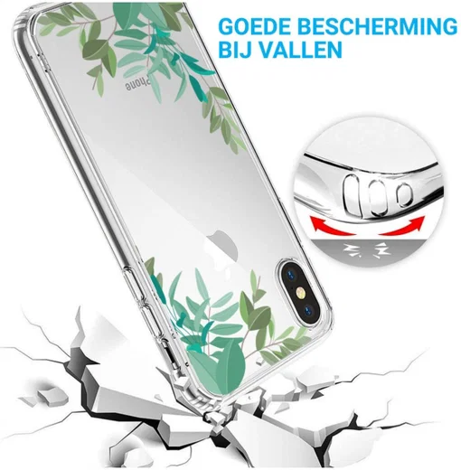 Apple iPhone XS Max Transparante Print Back Cover Hoesje Leafs afbeelding 4