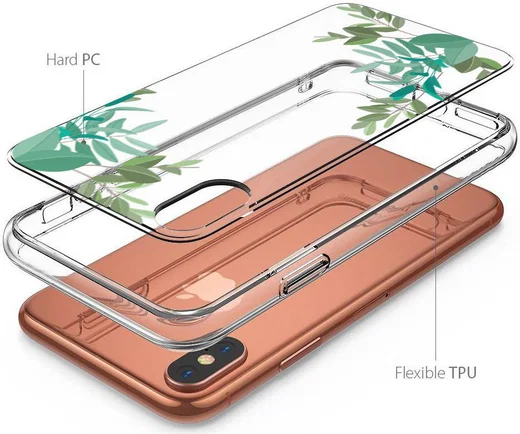 Apple iPhone XS Max Transparante Print Back Cover Hoesje Leafs afbeelding 5