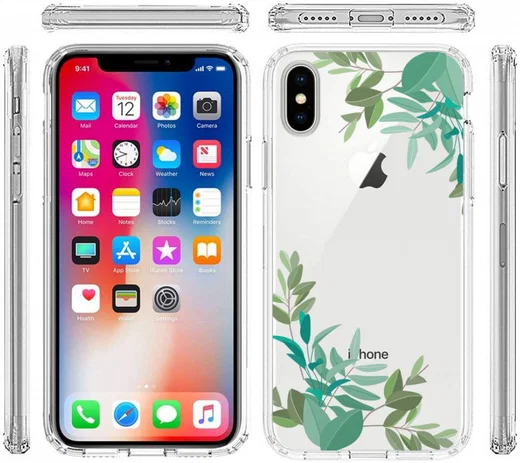 Apple iPhone XS Max Transparante Print Back Cover Hoesje Leafs afbeelding 7