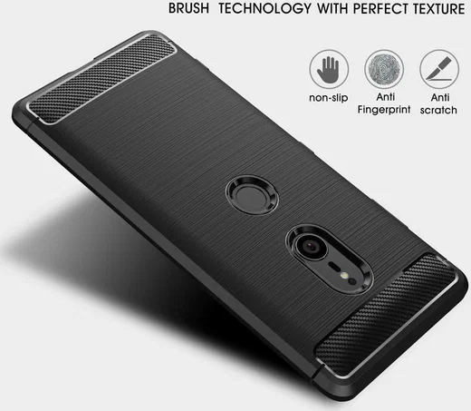 Sony Xperia XZ3 Geborsteld TPU Hoesje Zwart afbeelding 5