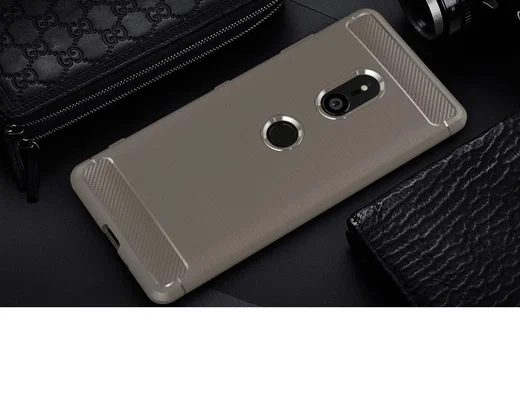 Sony Xperia XZ3 Geborsteld TPU Hoesje Grijs afbeelding 2