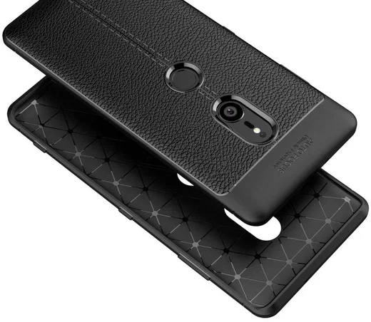 Sony Xperia XZ3 Hoesje TPU Met Leren Textuur Zwart afbeelding 4