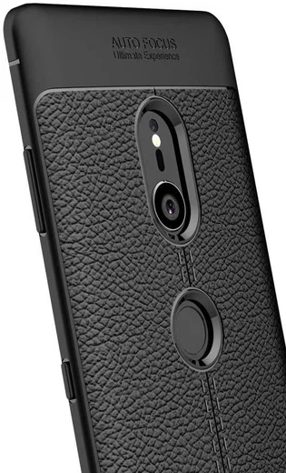 Sony Xperia XZ3 Hoesje TPU Met Leren Textuur Zwart afbeelding 5