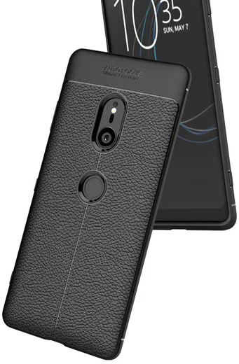 Sony Xperia XZ3 Hoesje TPU Met Leren Textuur Zwart afbeelding 8