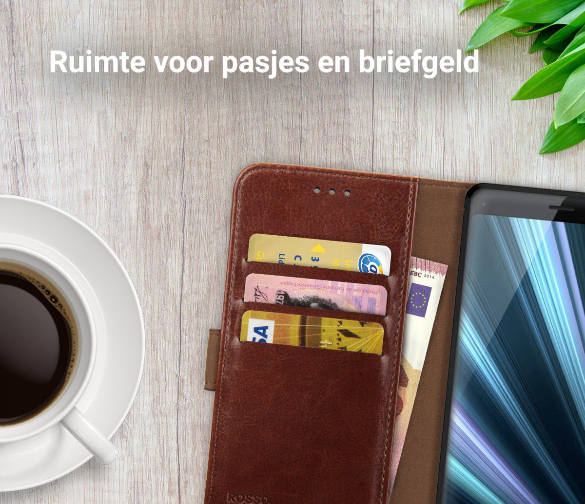 Rosso Element Sony Xperia XZ3 Hoesje Book Cover Bruin afbeelding 9