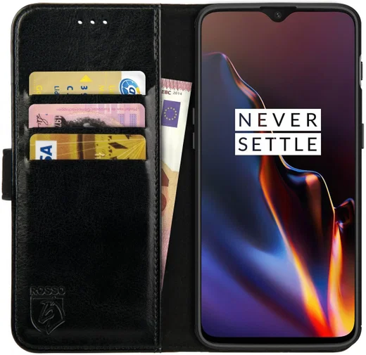 Rosso Element OnePlus 6T Hoesje Book Cover Zwart afbeelding 1