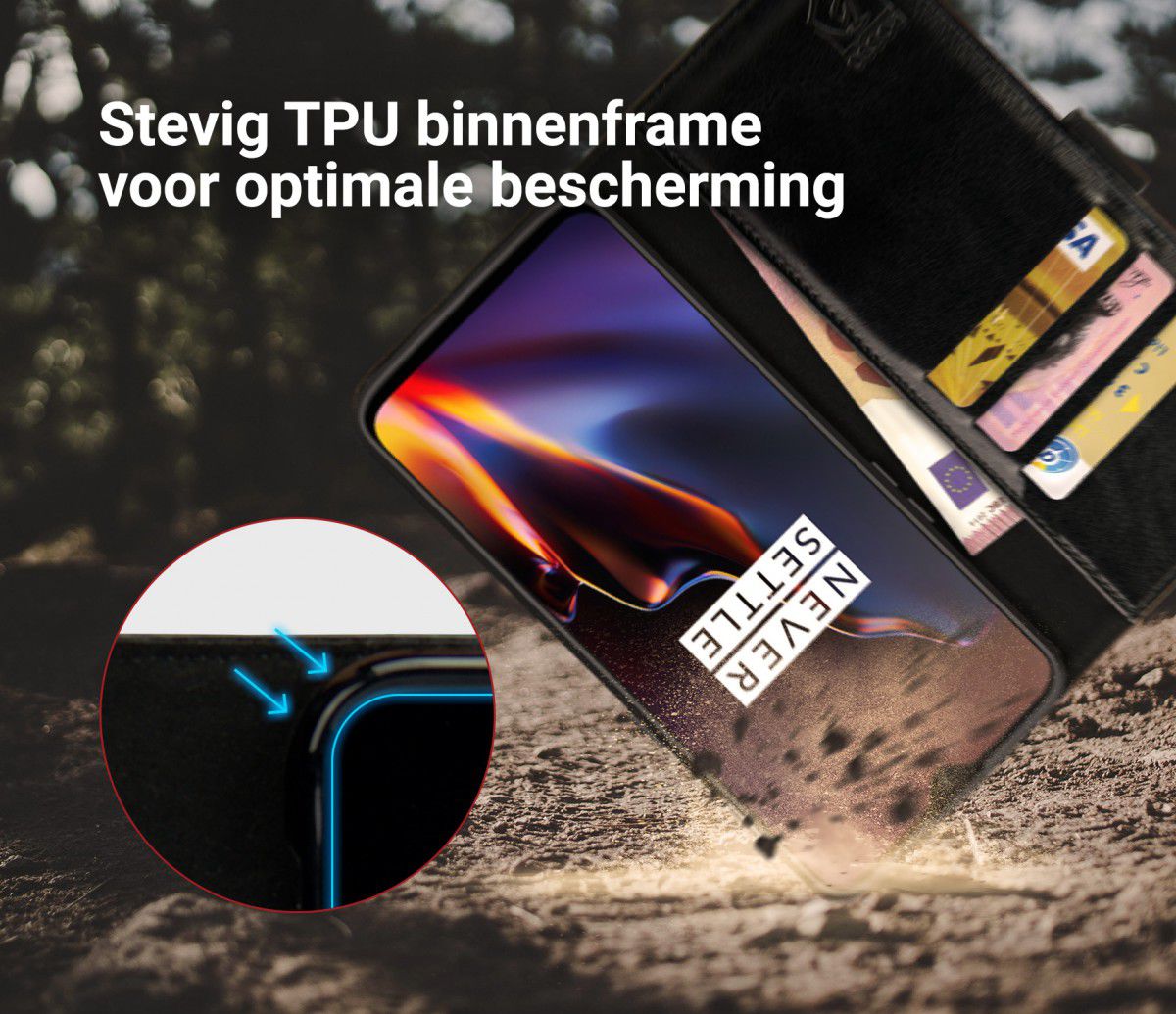 Rosso Element OnePlus 6T Hoesje Book Cover Zwart afbeelding 5