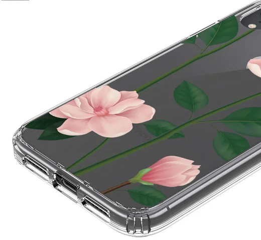 Apple iPhone XR Transparante Print Back Cover Hoesje Floral afbeelding 7