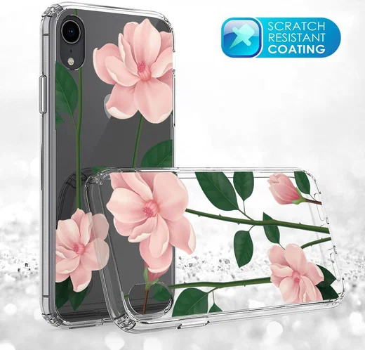 Apple iPhone XR Transparante Print Back Cover Hoesje Floral afbeelding 9