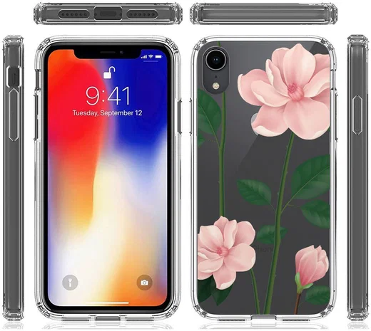 Apple iPhone XR Transparante Print Back Cover Hoesje Floral afbeelding 10