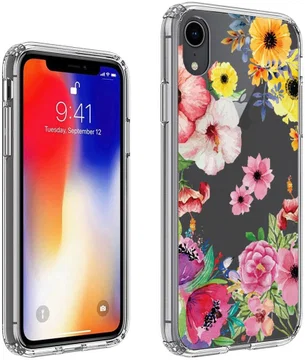 Apple iPhone XR Transparante Print Back Cover Hoesje Bloemen