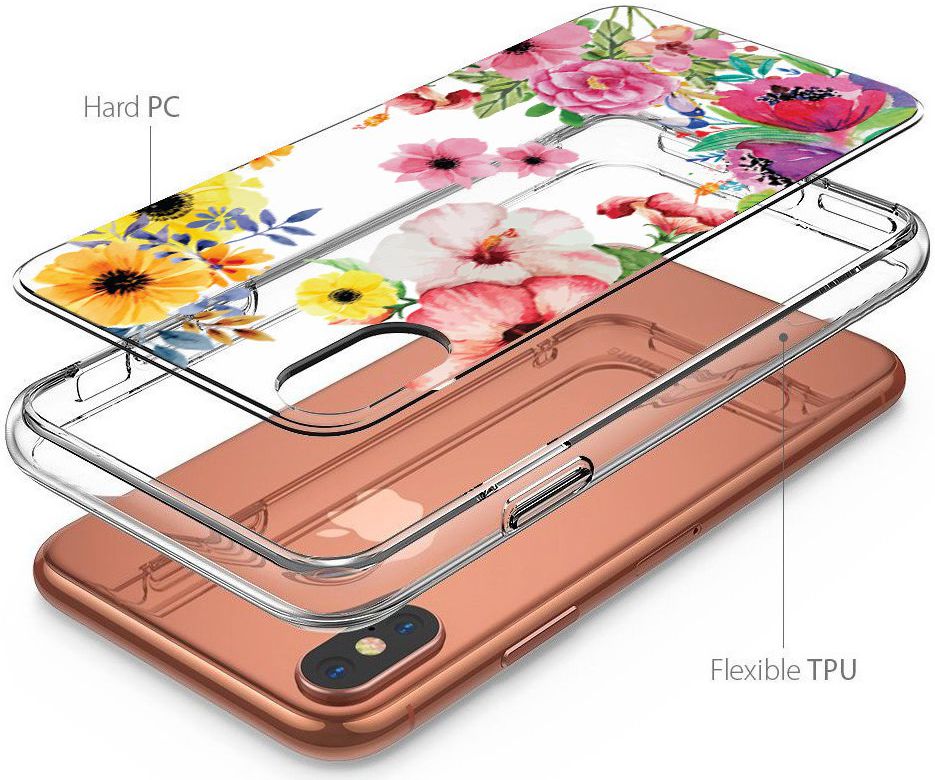 Apple iPhone XR Transparante Print Back Cover Hoesje Bloemen afbeelding 4