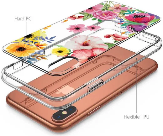 Apple iPhone XR Transparante Print Back Cover Hoesje Bloemen afbeelding 4
