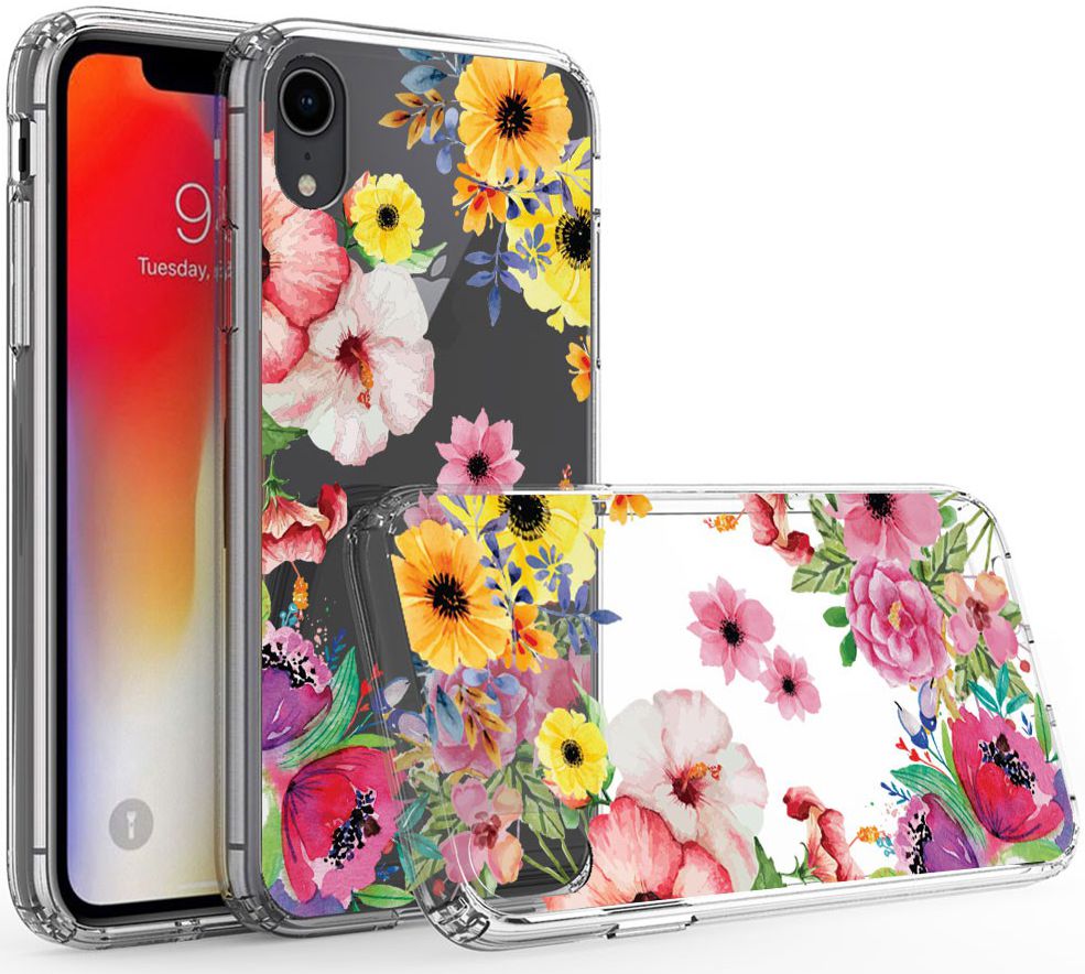 Apple iPhone XR Transparante Print Back Cover Hoesje Bloemen afbeelding 5