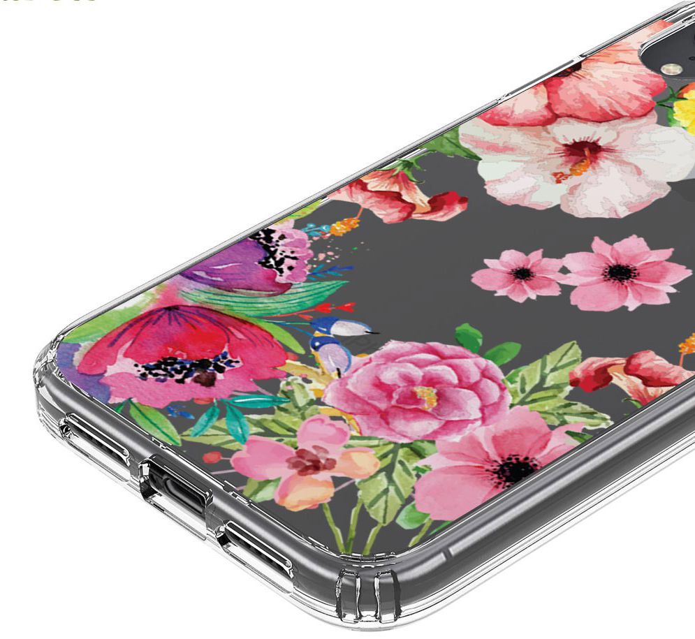 Apple iPhone XR Transparante Print Back Cover Hoesje Bloemen afbeelding 6