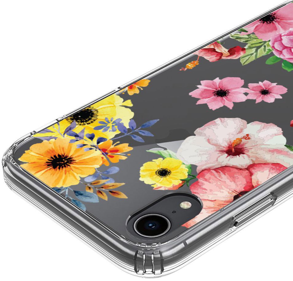 Apple iPhone XR Transparante Print Back Cover Hoesje Bloemen afbeelding 7