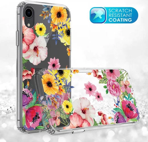 Apple iPhone XR Transparante Print Back Cover Hoesje Bloemen afbeelding 8