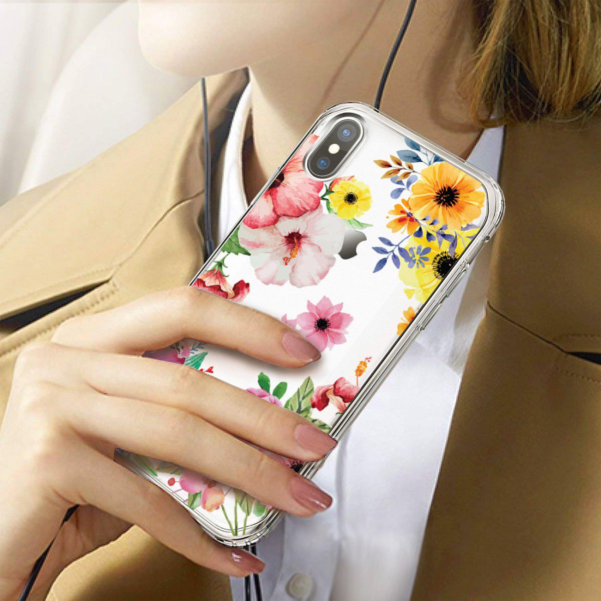 Apple iPhone XR Transparante Print Back Cover Hoesje Bloemen afbeelding 2