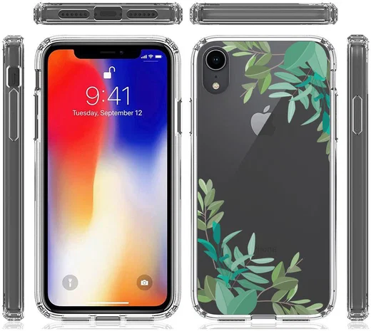 Apple iPhone XR Transparante Print Back Cover Hoesje Leafs afbeelding 10