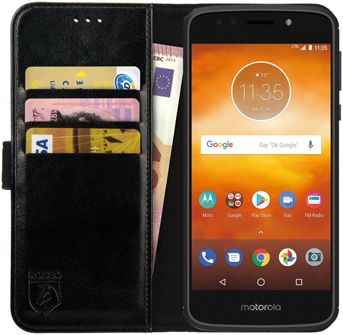 Rosso Element Motorola Moto E5 Play Hoesje Book Cover Zwart afbeelding 1