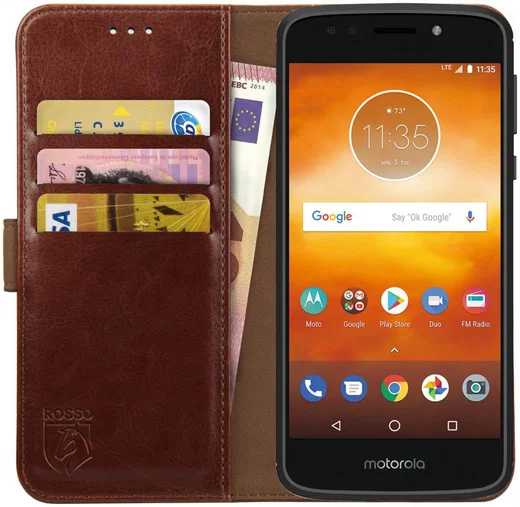 Rosso Element Motorola Moto E5 Play Hoesje Book Cover Bruin afbeelding 1