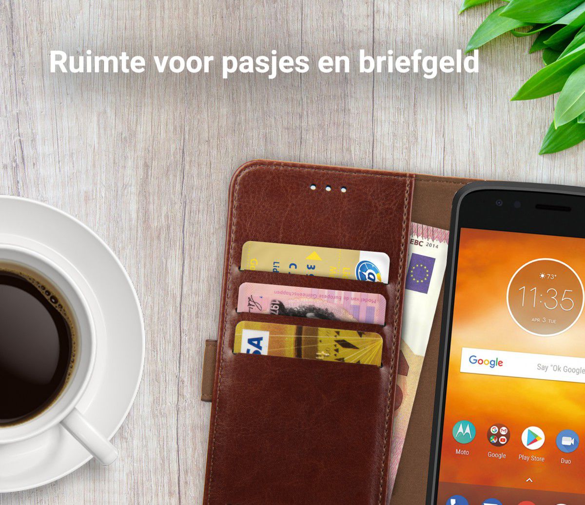 Rosso Element Motorola Moto E5 Play Hoesje Book Cover Bruin afbeelding 9