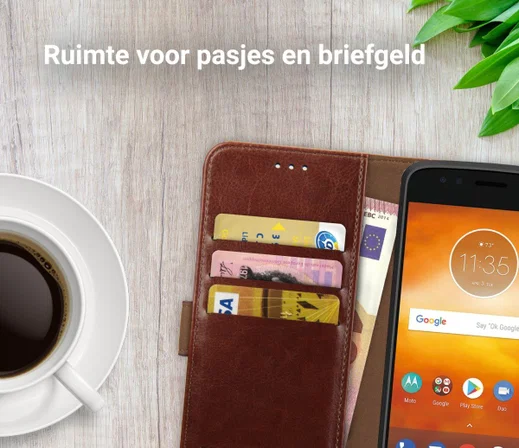 Rosso Element Motorola Moto E5 Play Hoesje Book Cover Bruin afbeelding 9
