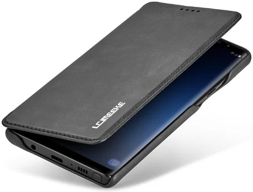 Samsung Galaxy Note 9 Retro Bookcase Hoesje met Kaarthouder Zwart afbeelding 1